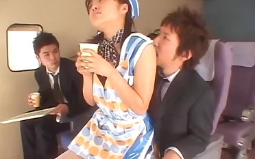 MMF fucking roughly the expertness with a sexy Japanese stewardess. HD